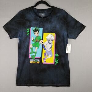 Hunter X Hunter Size M Short Sleeve Duo Graphic Tee Black Blue Tie Dye Anime NWT
